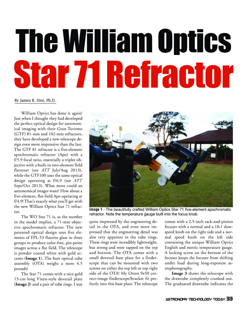 Refractorul William Optics Star 71