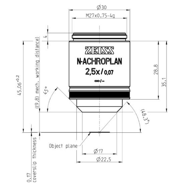 ZEISS obiectiv Objektiv N-Achroplan 2,5x/0,07 M27