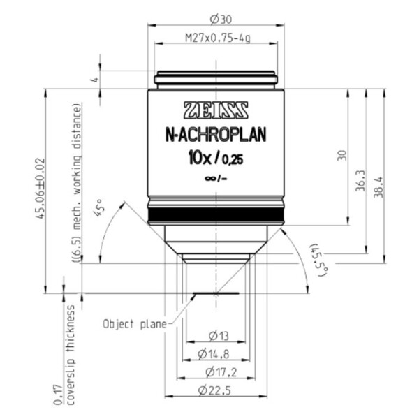 ZEISS obiectiv Objektiv N-Achroplan 10x/0,25 M27