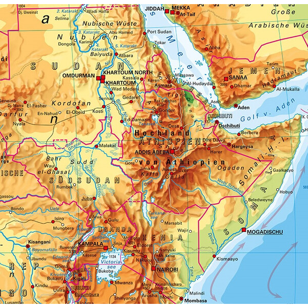 PONS Hartă continentală Afrika physisch (157 x 206 cm)