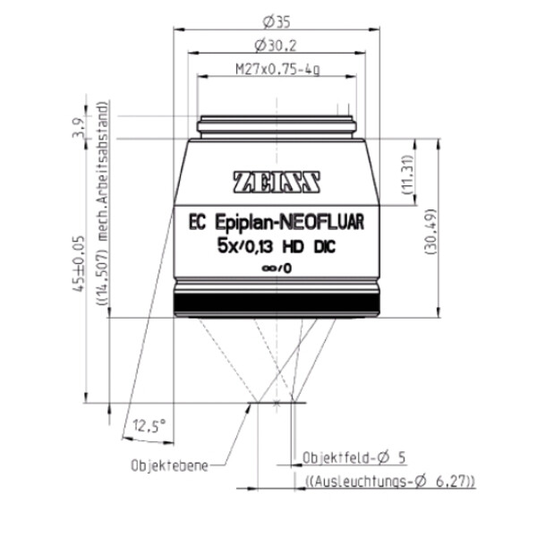 ZEISS obiectiv EC Epiplan-Neofluar, HD, DIC, 5x/0,13 wd=14,5