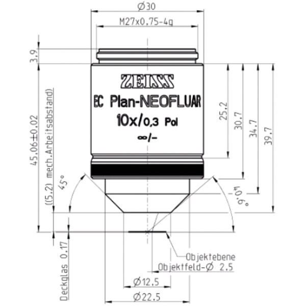 ZEISS obiectiv Objektiv EC Plan-Neofluar, POL, 10x/0,3 Pol wd=5,2mm