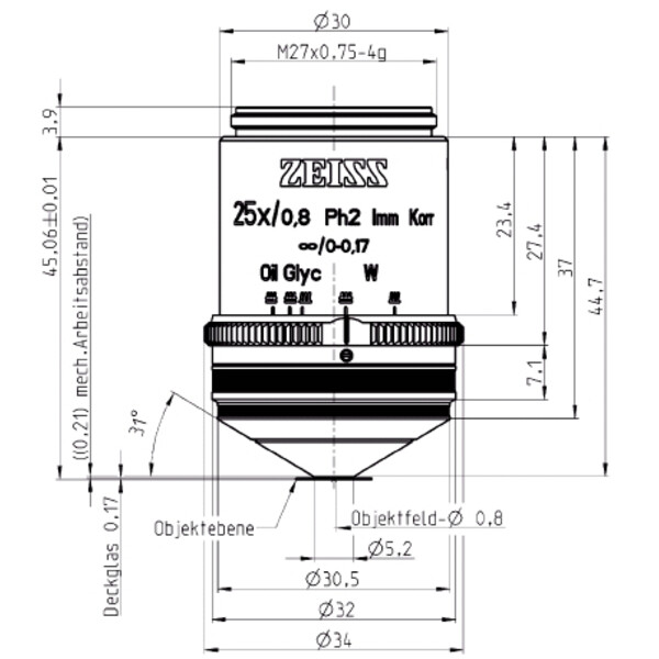 ZEISS obiectiv Objektiv LCI Plan-Neofluar 25x/0,8 Imm Korr Ph2 wd=0,21mm