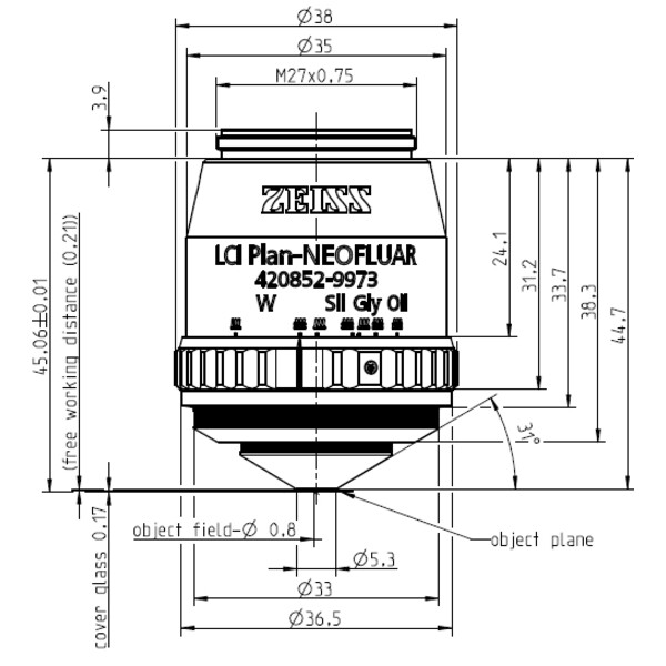 ZEISS obiectiv Objektiv LCI Plan-Neofluar 25x/0,8 Imm Korr DIC wd=a=0,21mm