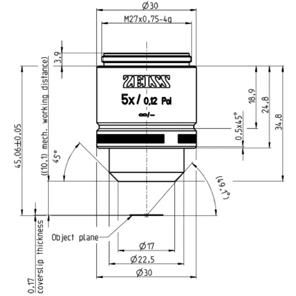 ZEISS obiectiv Objektiv A-Plan 5x/0,12 Pol wd=10,1mm