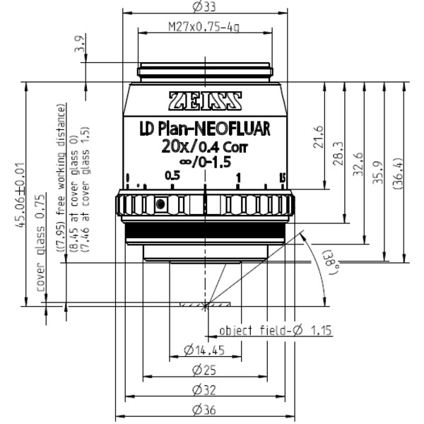 ZEISS obiectiv Objektiv LD Plan-Neofluar 20x/0,4 Korr Ph1 Ph2- wd=8,4mm