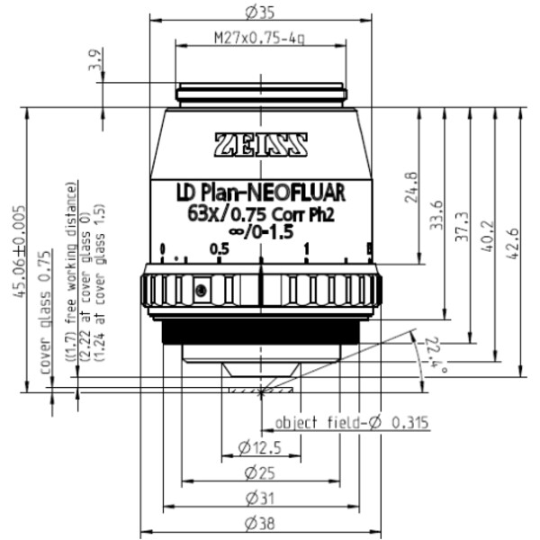 ZEISS obiectiv Objektiv LD Plan-Neofluar 63x/0,75 Korr Ph2 wd=2,2mm