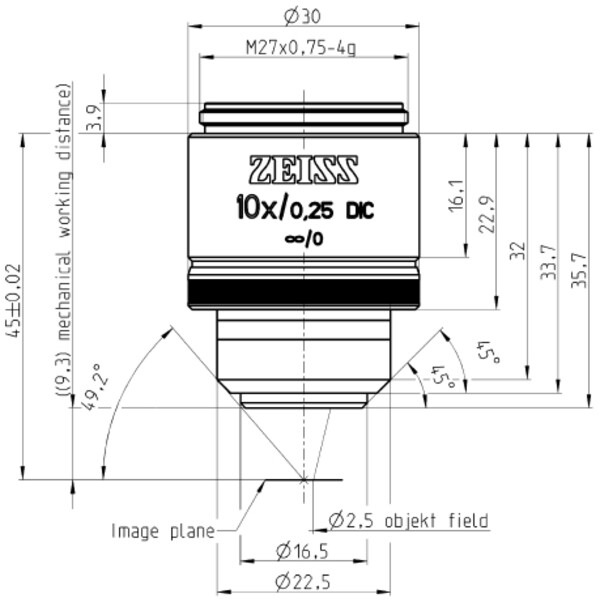 ZEISS obiectiv Objektiv EC Epiplan-Neofluar 10x/0,25 DIC wd=9,3mm