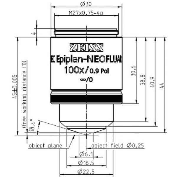 ZEISS obiectiv Objektiv EC Epiplan-Neofluar 100x/0,9 Pol wd=1.0mm