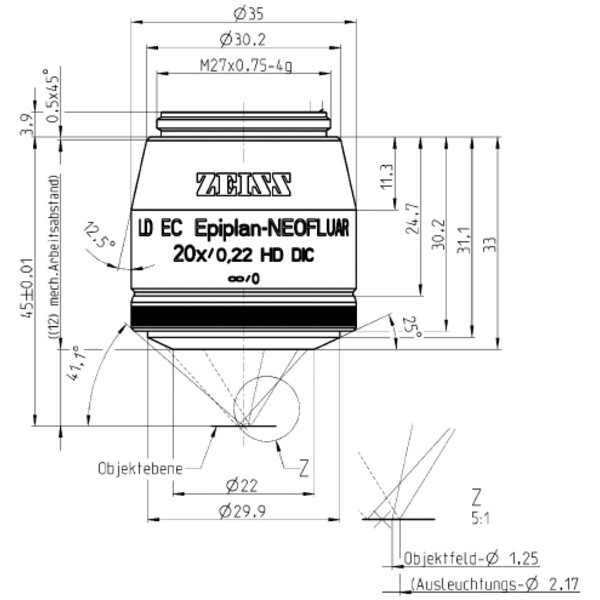 ZEISS obiectiv Objektiv LD EC Epiplan-Neofluar 20x/0,22 HD DIC wd=12,0mm