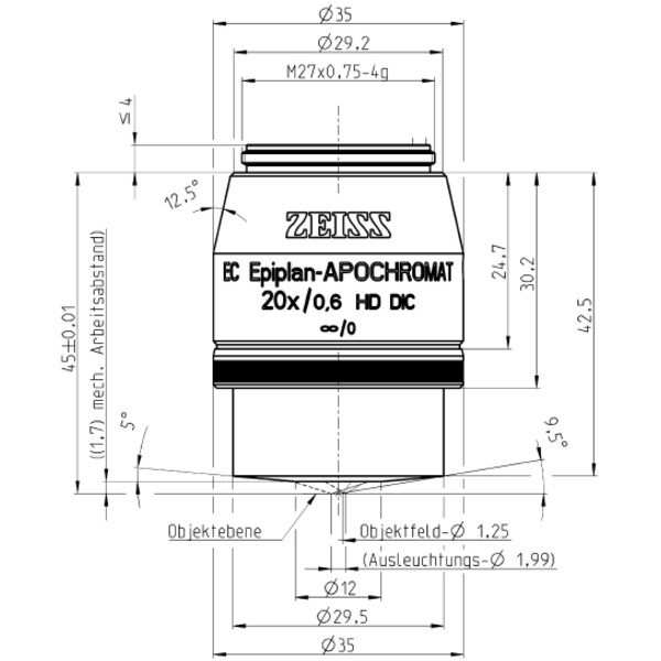 ZEISS obiectiv Objektiv EC EpiPlan-Apochromat, 20x/0,6 HD DIC wd=1,7mm