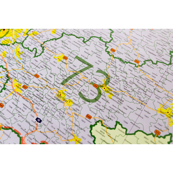 GeoMetro Harta regionala Baden-Württemberg Postleitzahlen PLZ (100 x 123 cm)