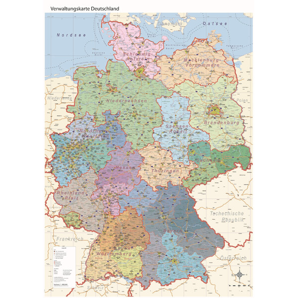 GeoMetro Harta Verwaltungskarte Deutschland politisch (84 x 114 cm)