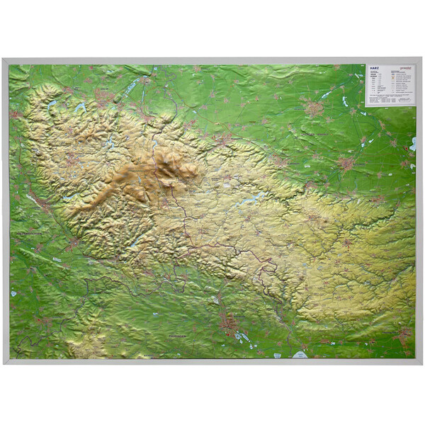 Georelief Harta regionala Harz 3D Reliefkarte (77 x 57 cm)