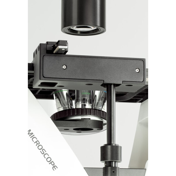 Kern Microscop inversat OCM 166, FL, PH, trino, invers, Abbe-N.A.-0,3-Kondensor fix, 10x-40x, 30W LED, Al, 100W HBO, Dl