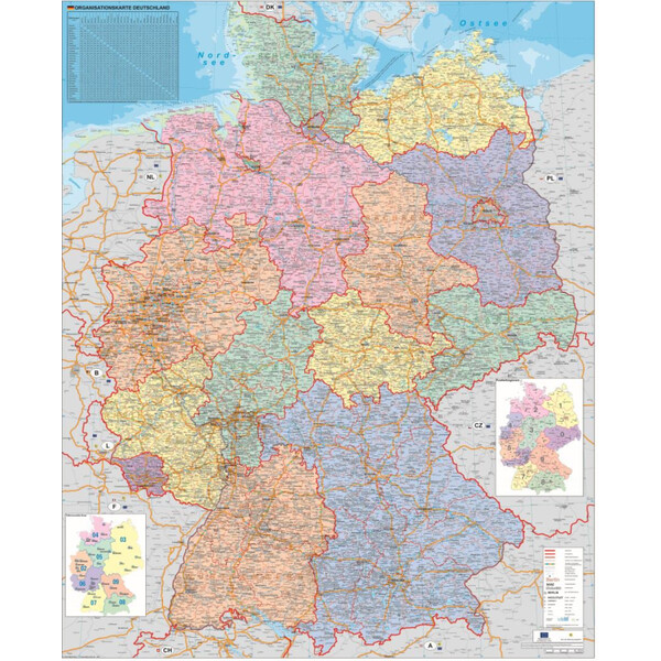 Stiefel Harta Deutschland Organisationskarte politisch (100 cm x 140 cm)