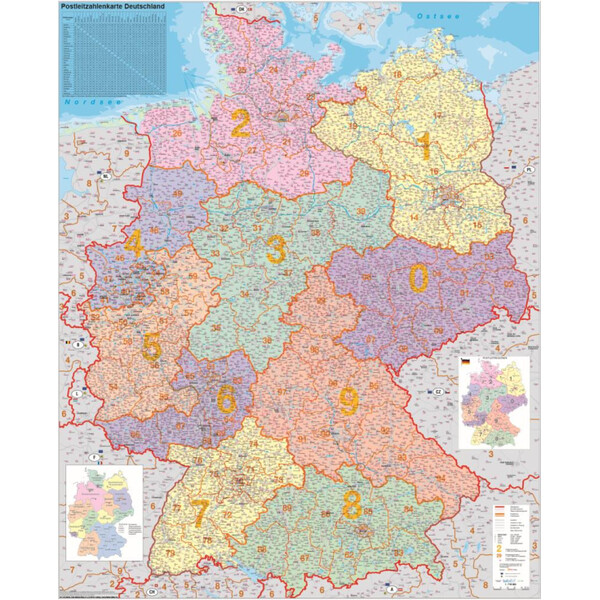 Stiefel Harta Deutschland PLZ-Karte politisch (100 cm x 140 cm)