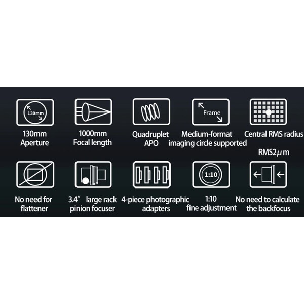 ZWO Refractor apochromat FF130 AP 130/1000 Quadruplet OTA