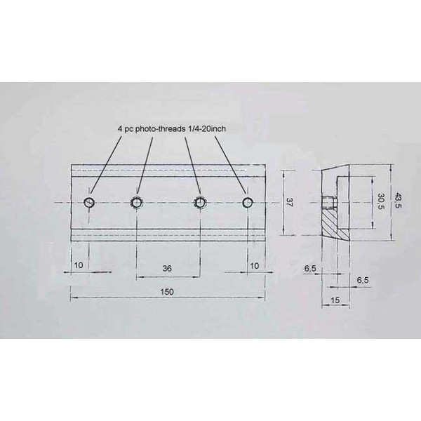 APM Placa de prindere coada de randunica 150mm cu protectie de inox