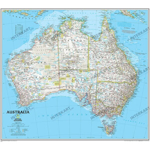 National Geographic Hartă continentală Harta politică a Australiei