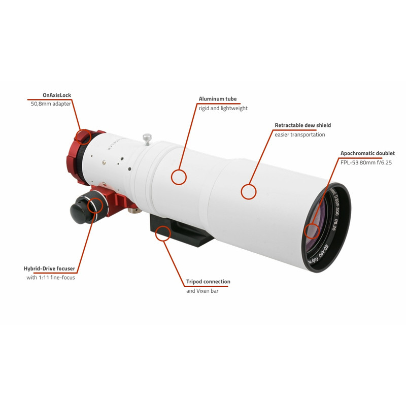 PrimaLuceLab Refractor apochromat AP 80/500 ED Airy OTA