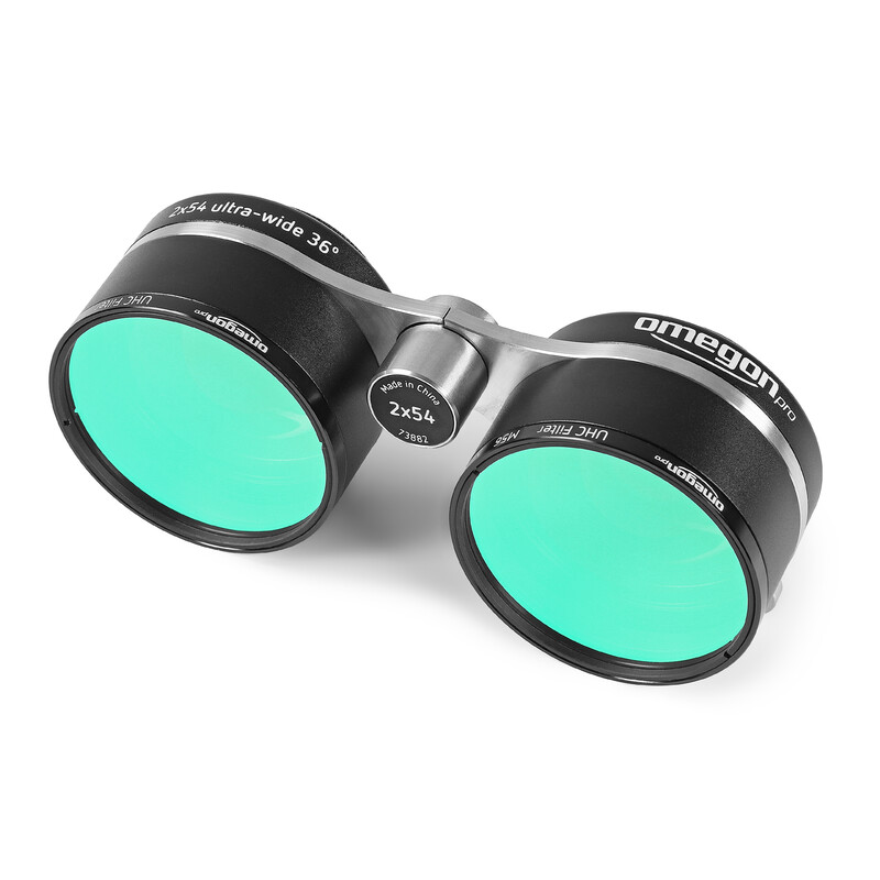 Omegon Binoclu Fernglas 2x54 für Sternfeldbeobachtung + 2 Pro UHC Filter M56