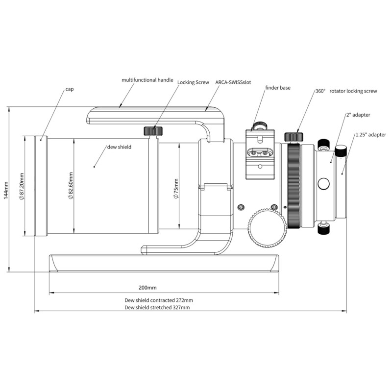 Omegon Apochromatischer Refraktor Pro APO AP 61/360 Triplet ED OTA