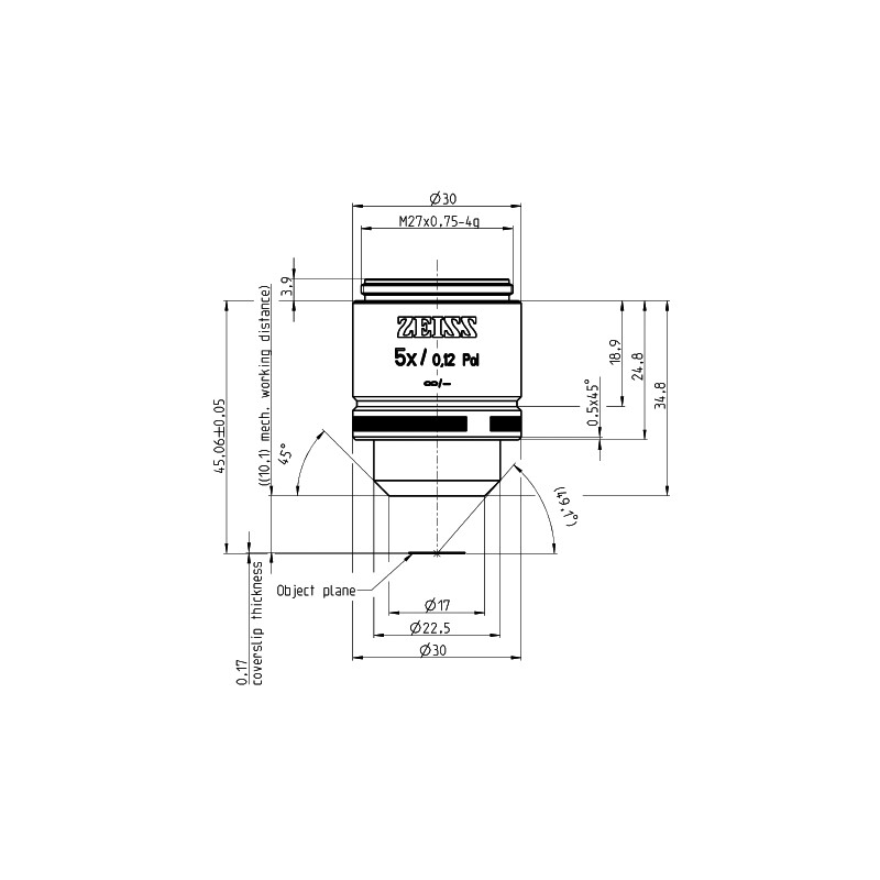 ZEISS obiectiv Objektiv A-Plan 5x/0,12 Pol wd=10,1mm