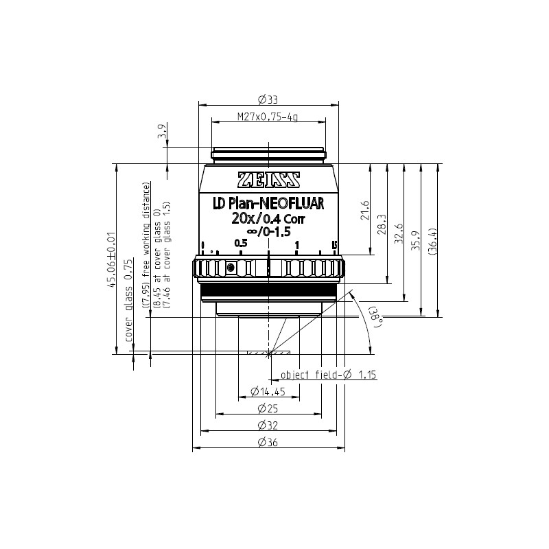 ZEISS obiectiv Objektiv LD Plan-Neofluar 20x/0,4 Korr Ph1 Ph2- wd=8,4mm