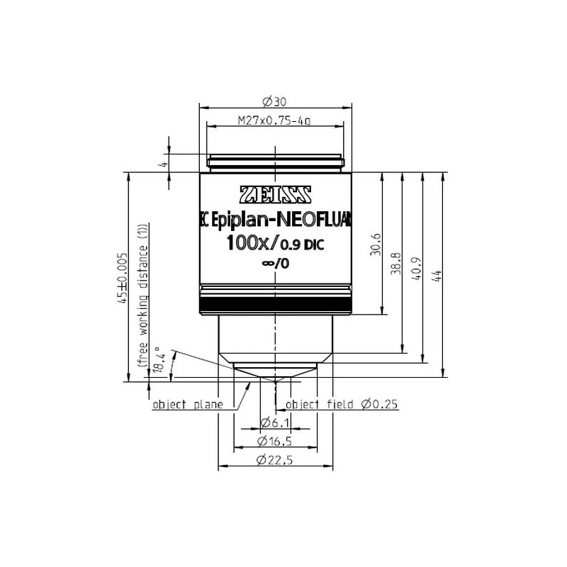 ZEISS obiectiv Objektiv EC Epiplan-Neofluar 100x/0.9 DIC wd=1.0mm