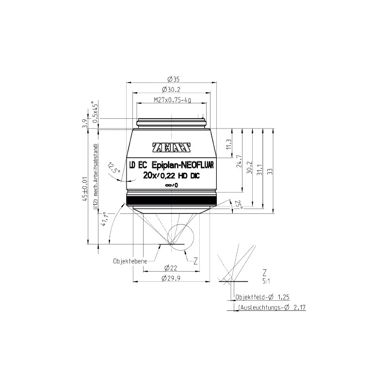 ZEISS obiectiv Objektiv LD EC Epiplan-Neofluar 20x/0,22 HD DIC wd=12,0mm