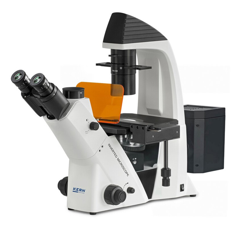 Kern Microscop inversat OCM 168, FL, PH, trino, Abbe-N.A.-0,3-Kondensor fix, 10x-40x, 5W LED, Al/Dl