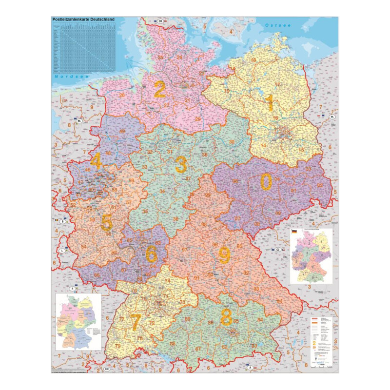 Stiefel Harta Deutschland PLZ-Karte politisch (100 cm x 140 cm)