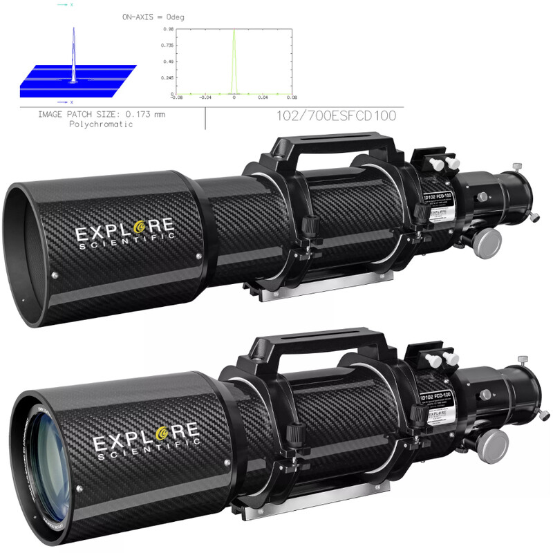 Explore Scientific Refractor apochromat AP 102/714 ED FCD-100 CF Hexafoc iEXOS-100 PMC-8 Wi-Fi GoTo